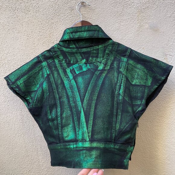 NWT Akira FOIL EFFECT DENIM TOP S - Picture 3 of 10